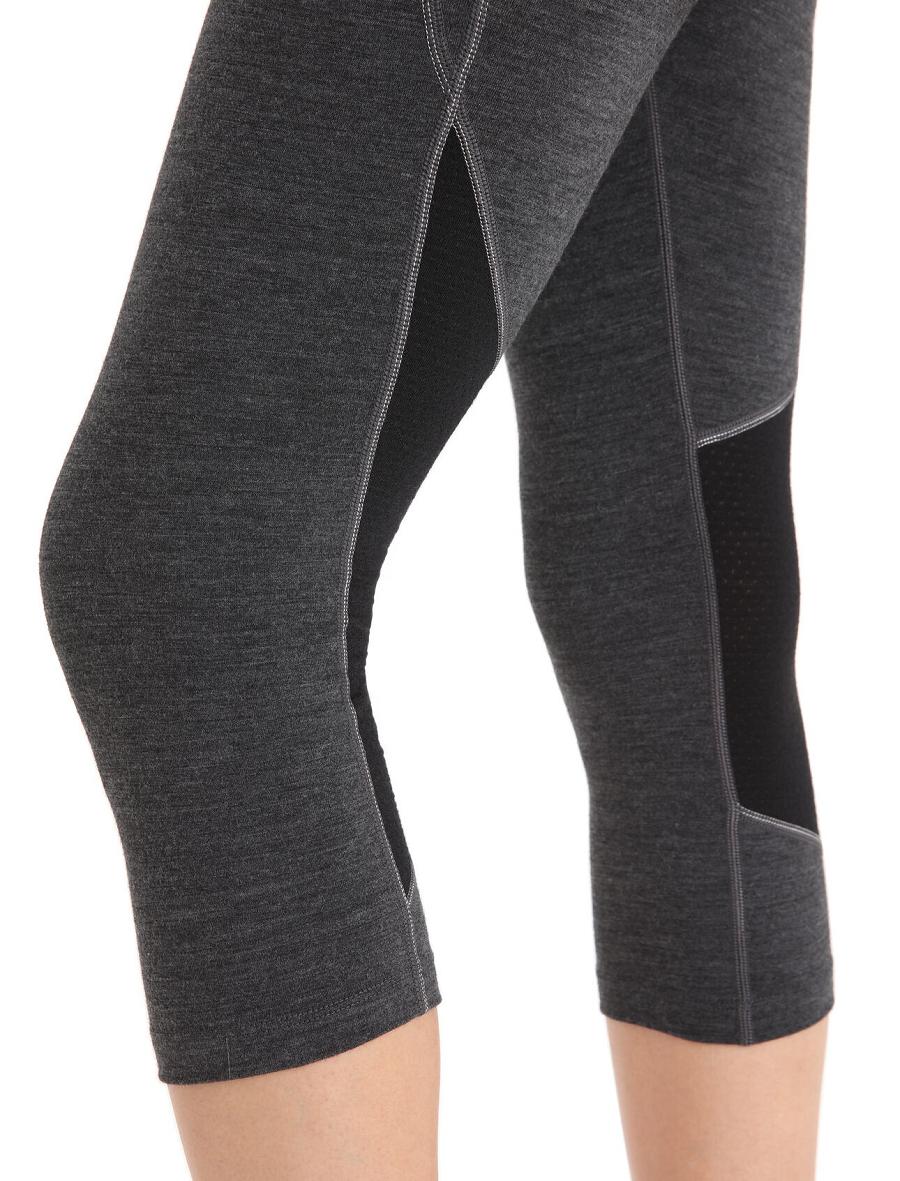 Icebreaker BodyfitZone™ Merino 260 Zone 3/4 Thermal Leggings Naisten Base Layers Mustat | FI 1868LISH